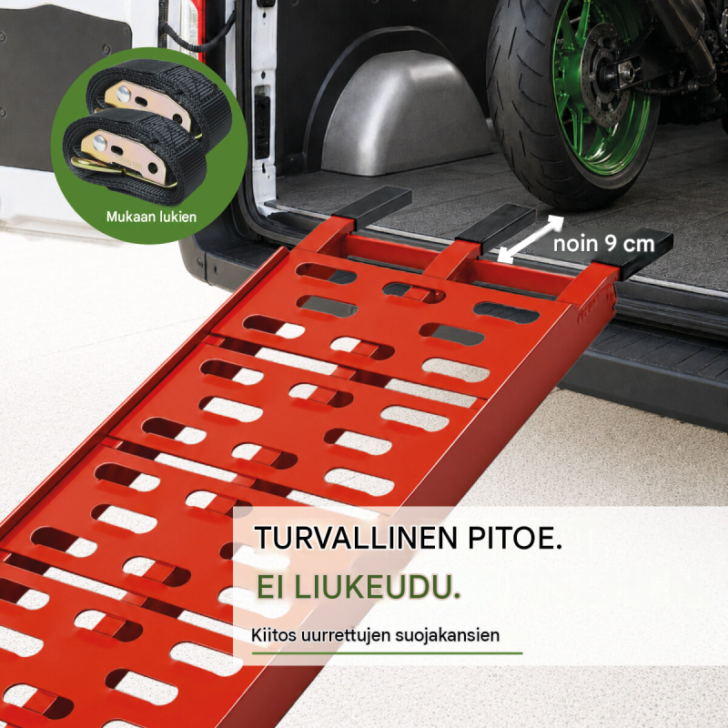 TRUTZHOLM 2 kpl kokoontaitettavia ajoluiska, alumiini, punainen, 228 cm, 680 kg