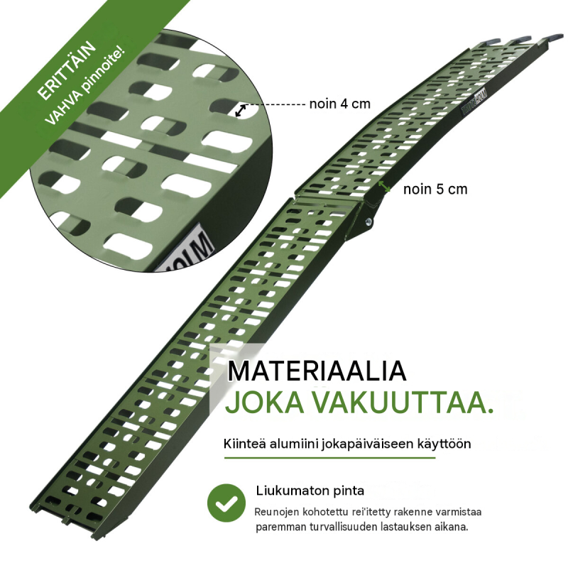 TRUTZHOLM ajoluiskat 2 kpl, taitettavat, alumiini, 228 cm, 680 kg, oliivinvihreä