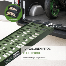 TRUTZHOLM ajoluiskat 2 kpl, taitettavat, alumiini, 228 cm, 680 kg, oliivinvihreä