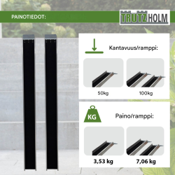 TRUTZHOLM 2 kpl ajoramppeja, 183 cm, alumiini, 100 kg, sähköpyörille ja pienille mopoille