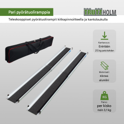 TRUTZHOLM teleskooppiset pyörätuolirampit 2 kpl, alumiini, 183 tai 213 cm, 272 kg