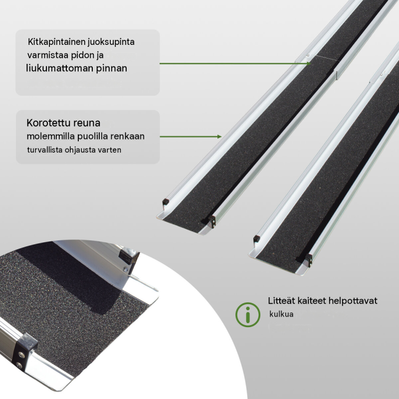 TRUTZHOLM teleskooppiset pyörätuolirampit 2 kpl, alumiini, 183 tai 213 cm, 272 kg