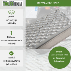 TRUTZHOLM alumiiniramp​​​​pi 250 cm, 500 kg, 26 cm, reikälevy, kulmalevy