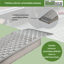 TRUTZHOLM alumiiniramp​​​​pi 250 cm, 500 kg, 26 cm, reikälevy, kulmalevy