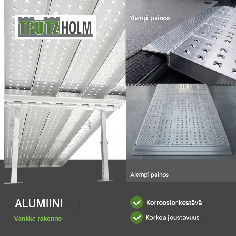 TRUTZHOLM alumiininen kuormausramppi 400 cm, 70 cm, taitettava, 400 kg