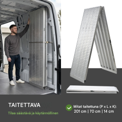 TRUTZHOLM alumiininen kuormausramppi 400 cm, 70 cm, taitettava, 400 kg