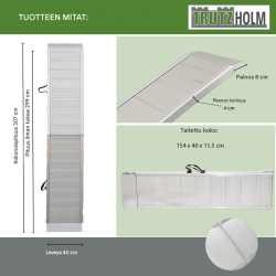 TRUTZHOLM taittuva lastausramppi 307 cm, alumiini, 450 kg, moottoripyörille