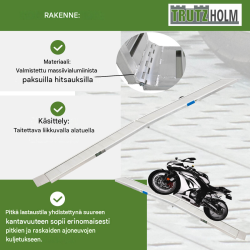 TRUTZHOLM taittuva lastausramppi 307 cm, alumiini, 450 kg, moottoripyörille