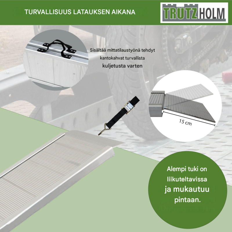 TRUTZHOLM taittuva lastausramppi 307 cm, alumiini, 450 kg, moottoripyörille