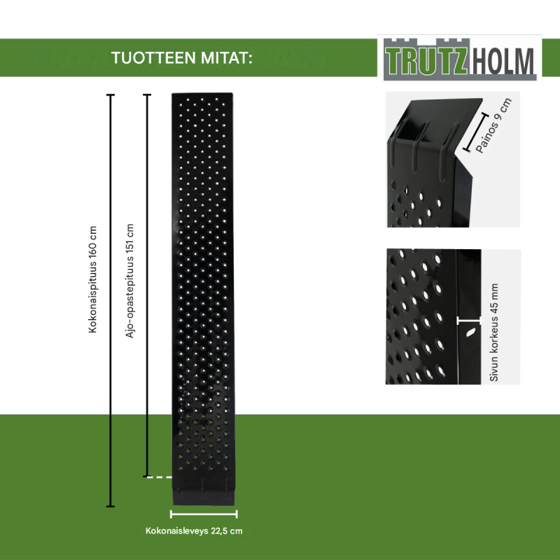 TRUTZHOLM kuormaussillat 2 kpl, 160 cm, 400 kg, pulverimaalattu teräs, musta