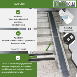 TRUTZHOLM ajoramppi 150-270 cm, säädettävä, 50 kg, polkupyörälle, sähköpyörälle ja mopolle