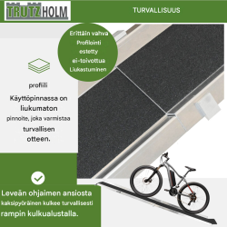 TRUTZHOLM ajoramppi 150-270 cm, säädettävä, 50 kg, polkupyörälle, sähköpyörälle ja mopolle