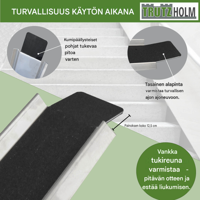 TRUTZHOLM ajoramppi 150-270 cm, säädettävä, 50 kg, polkupyörälle, sähköpyörälle ja mopolle