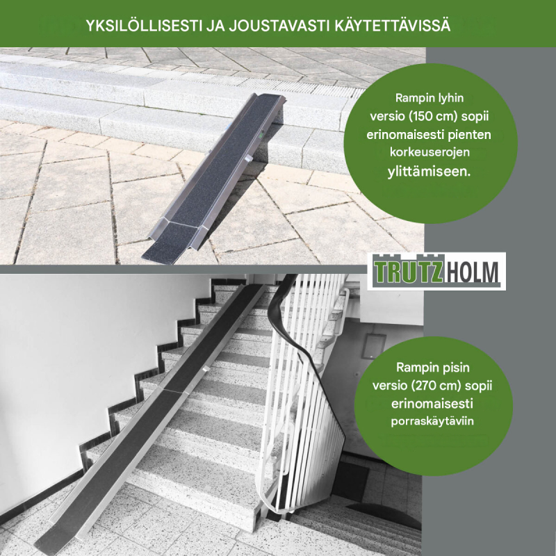 TRUTZHOLM ajoramppi 150-270 cm, säädettävä, 50 kg, polkupyörälle, sähköpyörälle ja mopolle