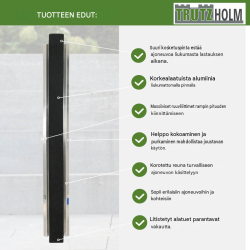 TRUTZHOLM ajoramppi 150-270 cm, säädettävä, 50 kg, polkupyörälle, sähköpyörälle ja mopolle