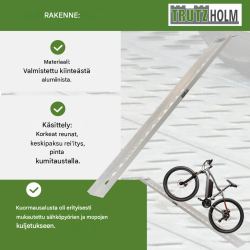 TRUTZHOLM alumiiniramppi 194 cm, 200 kg, liukumista estävä pinta