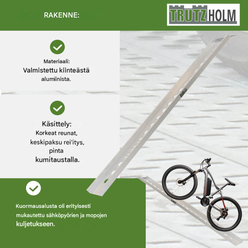 TRUTZHOLM alumiiniramppi 194 cm, 200 kg, liukumista estävä pinta