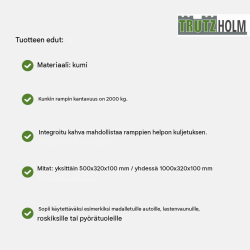 TRUTZHOLM-reunakivirampit 2 kpl, kumi, 500 x 320 x 100 mm, 2000 kg ramppia kohti
