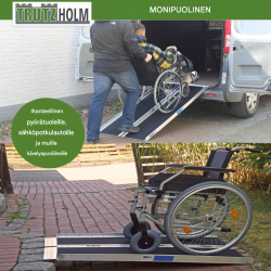 TRUTZHOLM pyörätuoliramppi 122 cm, kokoontaitettava alumiini, 272 kg, musta/harmaa