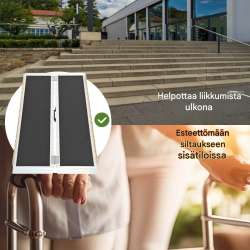 TRUTZHOLM pyörätuoliramppi 122 cm, kokoontaitettava alumiini, 272 kg, musta/harmaa