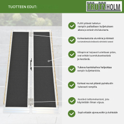 TRUTZHOLM pyörätuoliramppi 122 cm, kokoontaitettava alumiini, 272 kg, musta/harmaa