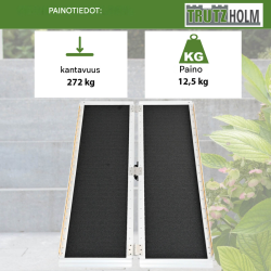 TRUTZHOLM pyörätuoliramppi 152 cm, alumiini, kokoontaitettava, 272 kg, musta/harmaa