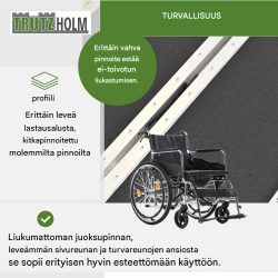 TRUTZHOLM pyörätuoliramppi 152 cm, alumiini, kokoontaitettava, 272 kg, musta/harmaa