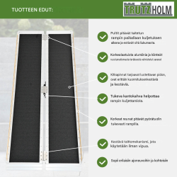 TRUTZHOLM pyörätuoliramppi 152 cm, alumiini, kokoontaitettava, 272 kg, musta/harmaa