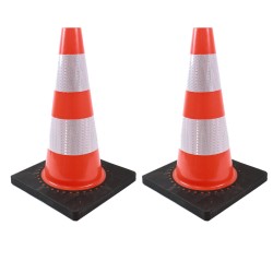 Liikennekartio 45 cm oranssi PVC 2 heijastinnauhaa raskas kumijalka