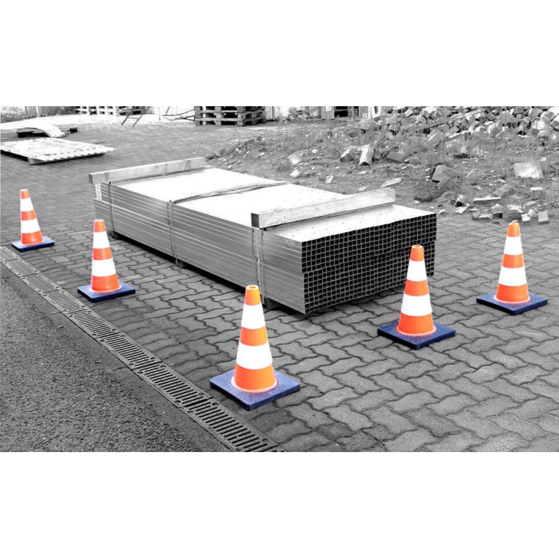 Liikennekartio 45 cm, oranssi, PVC, 2 heijastinnauhaa, raskas kumijalka