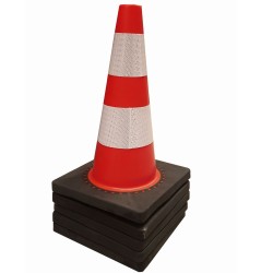 Liikennekartio 45 cm, oranssi, PVC, 2 heijastinnauhaa, raskas kumijalka