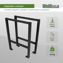 Työpöydän teräsjalat 2 kpl, 200 kg, 58 x 83 x 4 cm, jauhemaalattu teräs