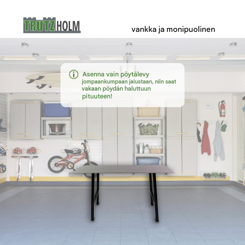 Työpöydän teräsjalat 2 kpl, 200 kg, 58 x 83 x 4 cm, jauhemaalattu teräs
