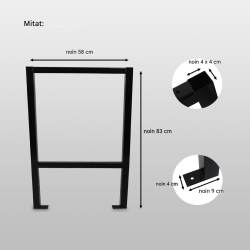 Työpöydän teräsjalat 2 kpl, 200 kg, 58 x 83 x 4 cm, jauhemaalattu teräs