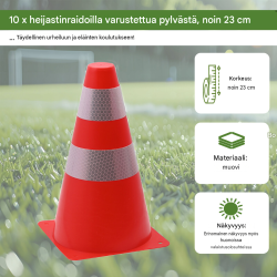 Mini-liikennekartiot 10 kpl, oranssinpunainen, heijastavat, 13,5 x 23 cm, polyeteeni
