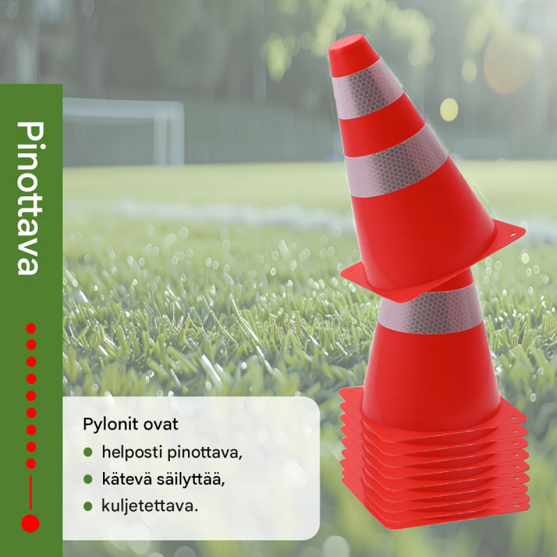 Mini-liikennekartiot 10 kpl, oranssinpunainen, heijastavat, 13,5 x 23 cm, polyeteeni