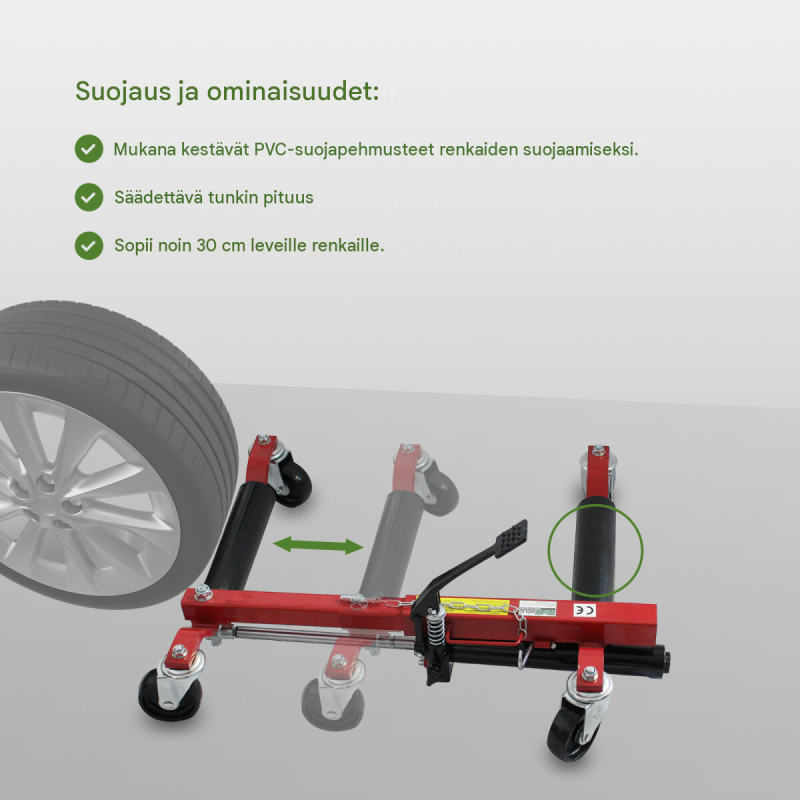 Hydraulinen siirtohallinosturi 4 kpl, 680 kg, renkaille enintään ca. 30 cm