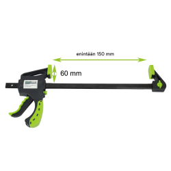 Yhden käden pikakiinnitin 5 kpl, 60 x 150 mm, kiinnitysalue 0–150 mm