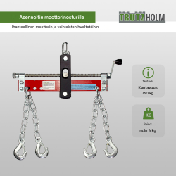 Moottorin tasapainotin työpajanosturiin, 750 kg, 4 ketjua, säädettävä, 44,5 cm