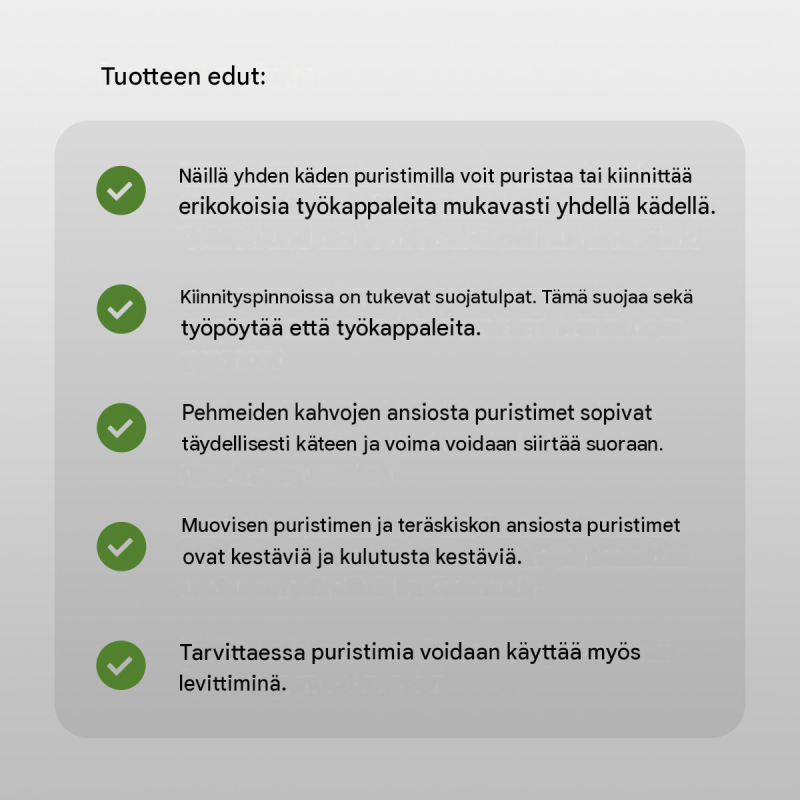 Yksikätiset puristimet 10 kpl, 35 x 105 mm, musta / vihreä, 0–105 mm, 71–190 mm, 7024