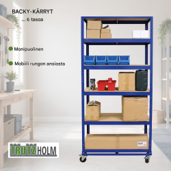 TrutzHolm® kerrosvaunu, 5 tasoa, 150 kg/taso, 195 x 90 x 45 cm