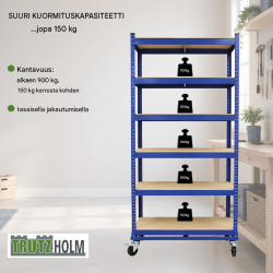 TrutzHolm® kerrosvaunu, 5 tasoa, 150 kg/taso, 195 x 90 x 45 cm