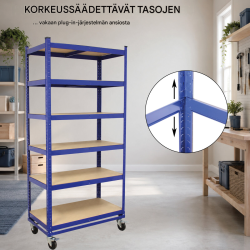 TrutzHolm® kerrosvaunu, 5 tasoa, 150 kg/taso, 195 x 90 x 45 cm