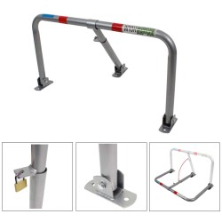Lukittava pysäköintieste 43 x 80 cm metallia riippulukko 3 avaimella 2 heijastinnauhaa