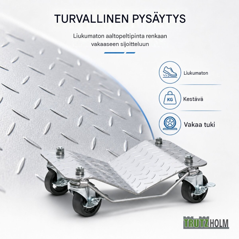 Auton siirtorullat 4 kpl, 680 kg, 360° kääntyvät pyörät, enintään 300 mm renkaat