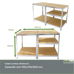 Raskaan kuorman hylly 180 x 75 x 75 cm, 5 tasoa, 875 kg, galvanoitu metalli