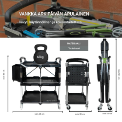 TRUTZHOLM työkalukärry, kokoontaitettava, 65 kg, säilytystasku, 65,8 x 45,5 x 85,5 cm