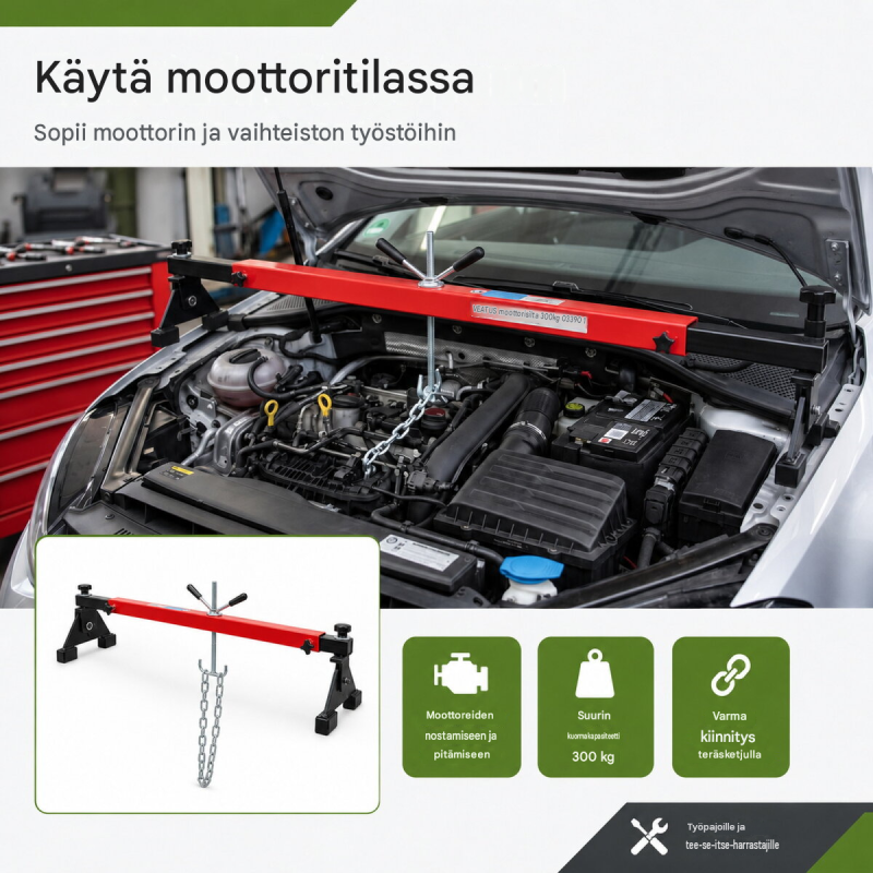TRUTZHOLM moottorisilta 300 kg, säädettävä korkeus, teräs, kumisuojatut tukipinnat