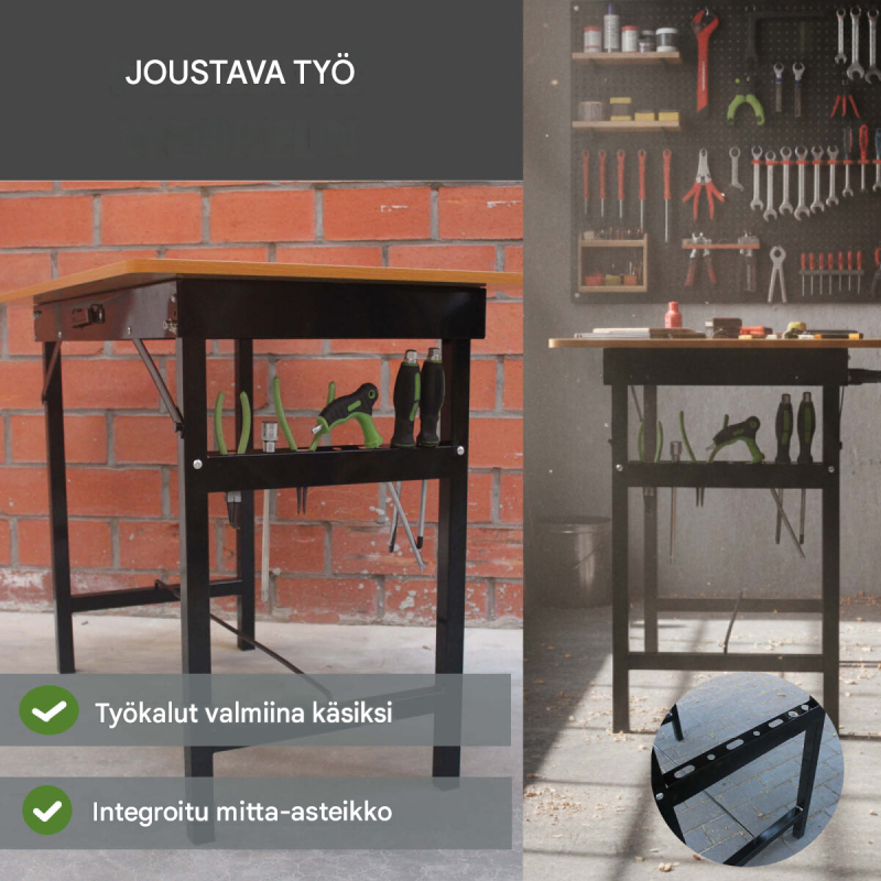 Taitettava työpöytä 100 x 60 x 74,5 cm, MDF, teräs, 150 kg, TRUTZHOLM