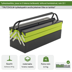 TRUTZHOLM työkalupakki, maalattu teräs, kokoontaitettava kahva, 30 kg, harmaa/vihreä